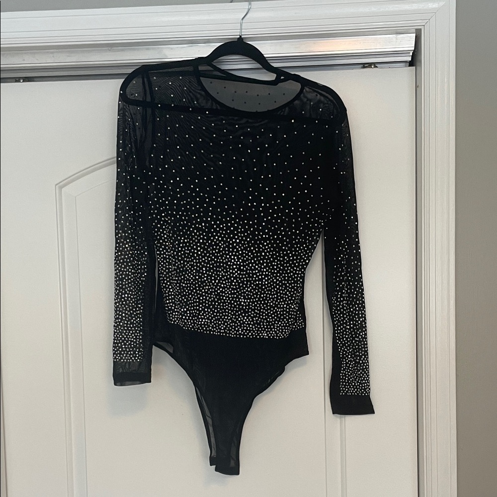 NWOT! Amazon Black and Silver Studded Bodysuit Size XL